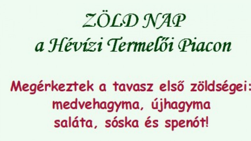 Zöld nap a Hévízi Termelői Piacon