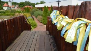 Hundreds of wishes written on coloured ribbons in Hévíz